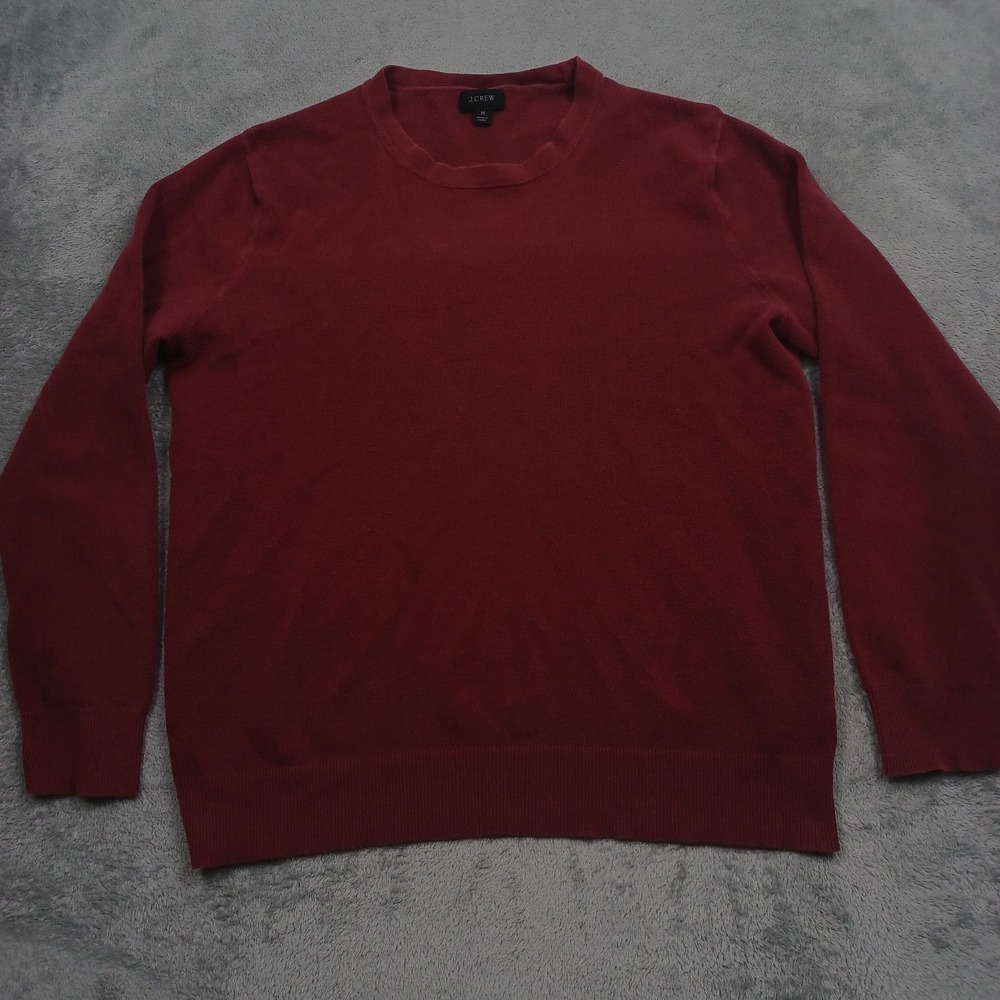 J Crew Sweater Womens Medium‎ Red Crew Neck Pullover Casual Preppy Logo